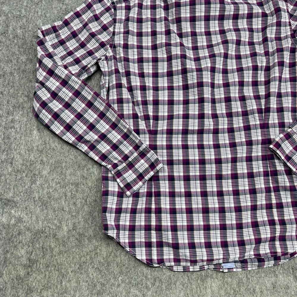 Banana Republic Shirt Mens Medium Purple Plaid Grant Fit Custom 078 Cotton Work